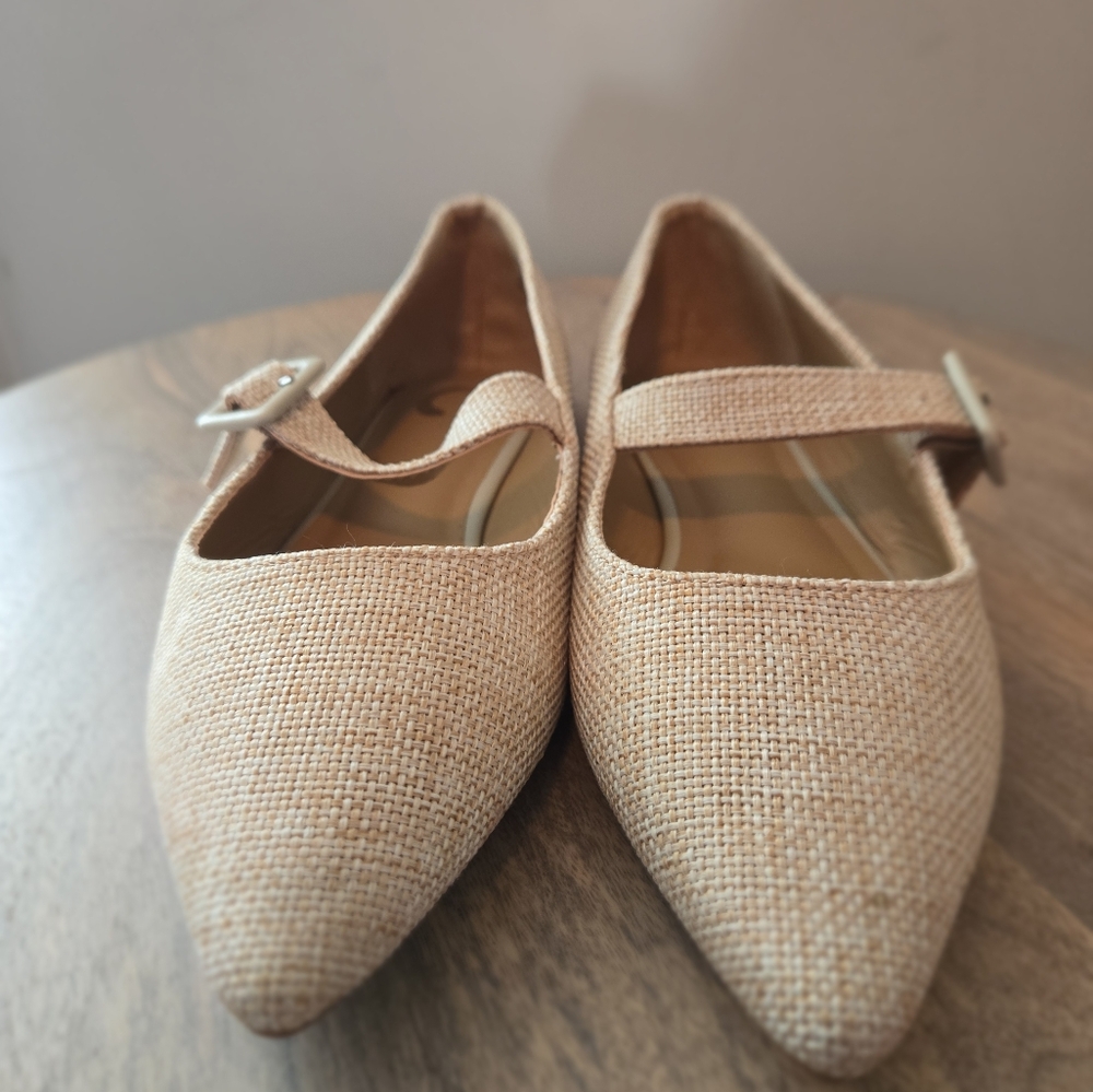 Journee Collection Beige Tweed Mary Jane Flats - Picture 3 of 14
